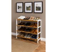 Neo 4 Tier Bamboo Wooden Shoe Storage in Natural White Neo Natural White