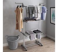 Neo 4 Tier Clothes Horse Drying Rack Folding Side Wings Rail Stainless Steel Stand Laundry Garment