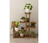 Neo 6 Tier Wooden Indoor Outdoor Shelf Plant Stand Display Rack in Dark Brown | Size: Large Neo Dark Brown Large