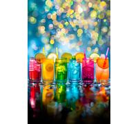 Neo 6x Multicolour 390ml Highball Glasses Tall Hi Ball Glass Tumbler Set | Size: 6 Pack Neo Multicolor 6 Pack