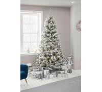 Neo 7ft Flocked Snow Effect Spruce Fir Tree Artificial Christmas Tree Xmas in Bottle Green Neo Bottle Green 7ft