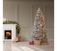 Neo 7FT Half Snow-Flocked Christmas Tree - Space-Saving Corner Design with Foldable Metal Stand, 466 Tips
