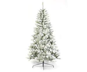 Neo 7ft Scandinavian Tips Spruce Fir Artificial Christmas Tree Xmas Realistic Branches Green Natural Branches with Solid Metal Legs (Flocked Half Tree)