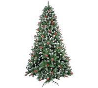 Neo 7ft Scandinavian Tips Spruce Fir Tree Artificial Christmas Tree Xmas Realistic Branches Green Natural Branches with Solid Metal Legs (Berry and Pine Cone)