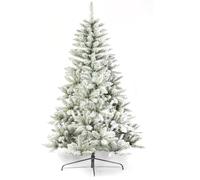 Neo 7ft Scandinavian Tips Spruce Fir Tree Artificial Christmas Tree Xmas Realistic Green Natural Branches with Solid Metal Legs (Snow Flocked)