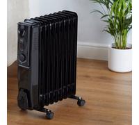Neo 2000W 9 Fin Electric Oil Filled Radiator Portable Heater With 3 Heat Settings Thermostat (Black)