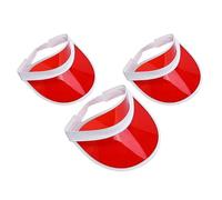 NEO Adults 80s Retro Style Neon Sun Visor Hat Unisex Mens Womens Plastic Golf Visors Headband Cap for Poker Party Tennis UV Protection HatsRed-3