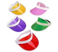 NEO Adults 80s Retro Style Neon Sun Visor Hat Unisex Mens Womens Plastic Golf Visors Headband Cap for Poker Party Tennis UV Protection HatsAssorted-6