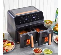 Neo Air Fryer Dual Two Double Drawer Black Copper Glass Window Electric 8.5L