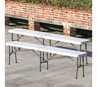 Neo Bench Set Folding Chairs Indoor Outdoor Garden Plastic Table Portable BBQ