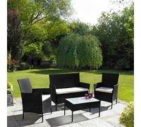 Neo Black 4 Piece Rattan Outdoor Furniture Garden Sofa Set