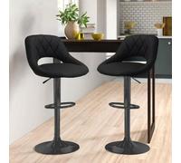 Neo Black Faux Leather Barstool With Matt Black Leg