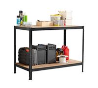 Neo Black Steel Heavy Duty Metal Workbench Bench Benches Table Garage DIY Shed Warehouse Work Tool Workshop Woodwork 90x120x60cm (Black)