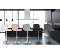 Neo Cuban Barstools: Dark Grey Fabric Bar Stools with Matt Black Legs/Set of Four