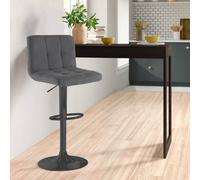 Neo Dark Grey Fabric Bar Stool With Matt Black Leg