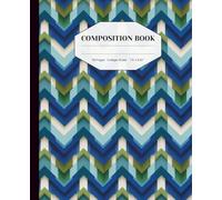 Neo Deco Composition Notebook - Modern Chevron Design - College-Ruled - 110 Pages: Blue & Green Geometric Pattern - Matte Softcover - Stylish Writing Journal