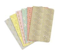 Neo Deco "Spring-Summer Collection" - a pack of 6 textile stitching notebooks 11x17cm 96p lined 6 assorted patterns 90g ivory paper
