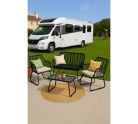 4 Piece Wicker Bamboo Style Garden Sofa, Table & Chairs Set Neo Black One Size