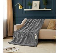 Neo Electric Cable Knit Heated Throw Reversible Blanket Fleece Sherpa 9 Heat Settings Machine Washable