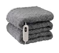 Neo Electric Cable Knit Heated Throw Reversible Blanket Fleece Sherpa 9 Heat Settings Machine Washable (Grey)
