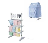 Neo Electric Heated Clothes Drying Rack 3 Tier Foldable Aluminium Laundry Airer with Cover Indoor Dryer