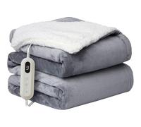 Neo Electric Heated Throw Over Sherpa Blanket - Reversible in Grey Neo Grey