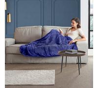 Neo Electric Heated Throw Over Sherpa Blanket - Reversible in Dark Blue Neo Dark Blue