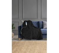 Neo Electric Heated Throw Over Sherpa Blanket - Reversible in Black Neo Black