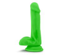 Neo Elite - 6" Silicone Dual Density Dildo with Balls - Neon Green