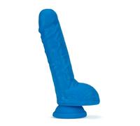 Neo Elite - 9" Silicone Dual Density Cock with Balls - Neon Blue