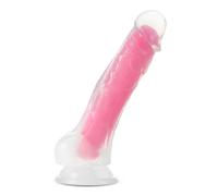 Neo Elite - Glow in the Dark - 7.5 Inch Silicone Dual Density Cock - Neon Pink