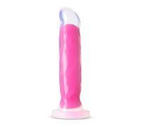 Neo Elite - Glow in the Dark - Marquee - 8" Silicone Dual Density Dildo - Neon Pink
