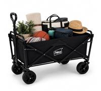 Neo Folding Wagon Canopy Heavy Duty Collapsible Garden Cart 140L 120kg (Black)
