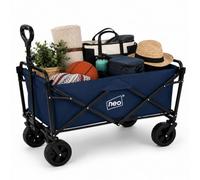 Neo Folding Wagon Canopy Heavy Duty Collapsible Garden Cart 140L 120kg (Navy)