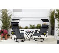 Neo Folding Zero Gravity Garden Chairs and Table Set: Black
