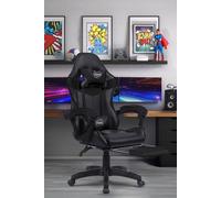 Neo Foot Turbo Massage Leather Recliner PC Gaming Chair with Footrest in Black Neo Black
