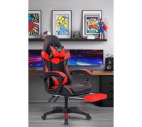 Neo Foot Turbo Massage Leather Recliner PC Gaming Chair with Footrest in Red Neo Red