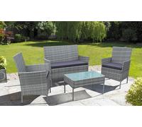 Neo Four-Piece Rattan-Effect Garden Furniture Set: Grey/With Cover