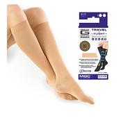 Neo-G Travel Flight Socks for Women and Men - Graduated Compression - For Flying, Mild Varicose Veins, Long Haul Flights, Improving Circulation, Tired, Aching Legs - Class 1 Medical Device - Beige - S