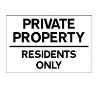 Neo Graphix PRIVATE PROPERTY RESIDENTS ONLY 3mm RIGID SIGN 300mm x 200mm