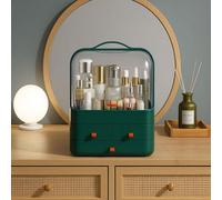 Neo Green Acrylic Makeup Storage Organiser With Lid & Drawers