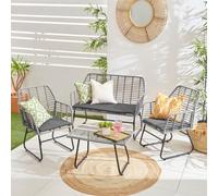 Neo Grey Bamboo Style Garden Sofa, Table & Chairs 4 Piece Set