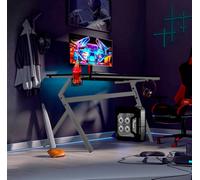 Neo Ergonomic Computer Gaming Office Desk with Headphone Hook in Grey Neo Grey