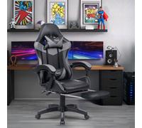 Neo Grey Massage Leather Computer Gaming Office Chair With Footrest
