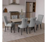 Neo Grey Studded Velvet Dining Table Chairs With Ring Knocker X6