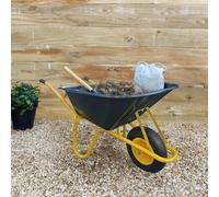 Neo Heavy Duty 110L 150kg Durable Plastic Green Tray Wheelbarrow Pneumatic Wheel Tyre Loads Equine Yard Gardening Garden in Dark Green Neo Dark Green