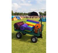 Neo Heavy Duty Metal Festival Garden Outdoor Pull Cart in Dark Green Neo Dark Green
