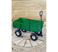 Neo Heavy Duty Metal Festival Garden Outdoor Pull Cart with Cover Liner in Dark Green Neo Dark Green