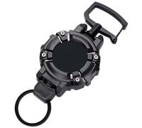 NEO+ Heavy Duty Retractable Badge Holder with Locking System, 75cm Steel Cord Keychain Reel, Slide Lock ID Card Holder with Strong Clip for Keys Office Work Security (Black)