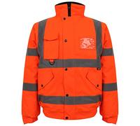 NEO HI Vis Bomber Jacket Workwear, High Visibility Safety Security Waterproof Jackets With Concealed Hood Reflective Tape Warm Winter Two Tone Hi Viz Warm Coat Plus Size S-5XL (Orange, 3XL)